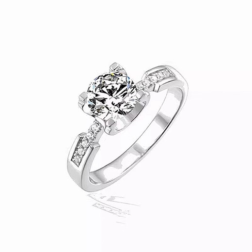 I Do platinum PT950 diamond ring 1 carat micro-paved bull head cultured diamond proposal engagement diamond ring gift for girlfriend micro-paved bull head 50-point diamond size 14
