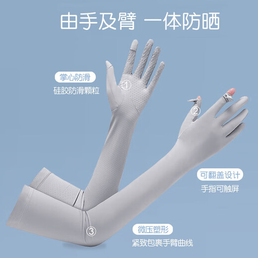 Sunscreen sleeve gloves for women, all-inclusive, loose, one-piece sunshade, two-finger, thin, long, sunscreen, high-end breathable arm sleeves, white, thin and breathable + ice-like sunscreen