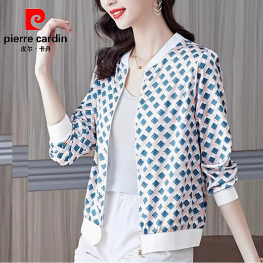 Pierre Cardin Markenjacke für Frauen mit Emulation I Seidenabdruck Kurzjacke für Frauen 2025 Frühlings- und Sommer Neue Baseball-Uniform Langarm Lose 733 schwarz hohe Qualität 4xl empfohlen 140-150jin [Jin gleich 0,5 kg]