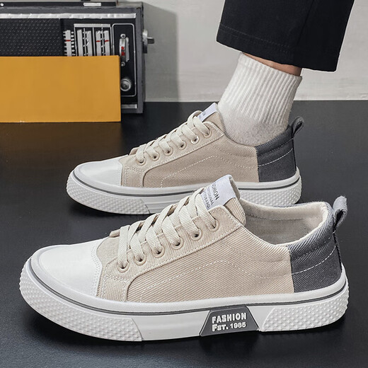Pastoral Europeo 2025 zapatos para hombres nuevos zapatos de lona casual de moda zapatos de mesa transpirable para hombres versátil suave k22 beige 41