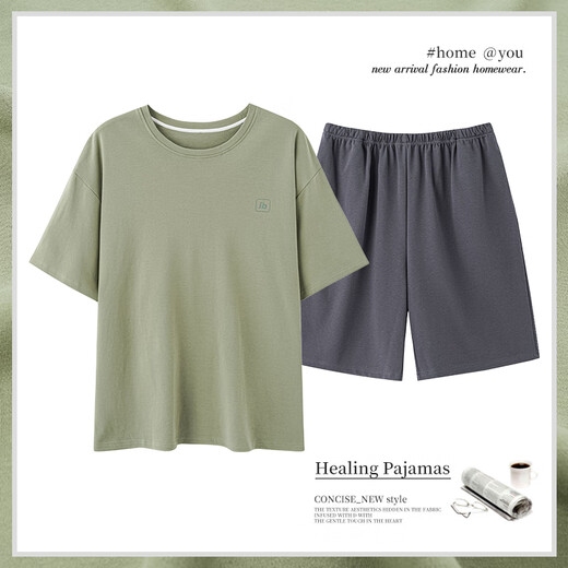 Xiwang Männer kurzärmeligte Pyjama Herren Sommer 2025 Neue Sommer große Jungen Home Kleidung reines Baumwollset kann außerhalb von 13601 Herrenmodell 4xl tragen