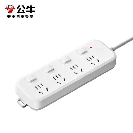 公牛（BULL）插座排插转换器过载保护 新国标超功率断电保护 B5系列接线板 开关拖线板 【分控|四位五孔|1.8米|超功率保护】B5043