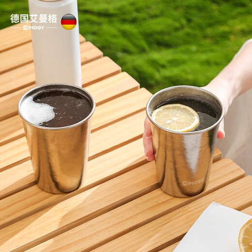 Amenger German pure titanium beer cup outdoor camping water cup juice cup single layer portable cup anti-fall cold drink cup titanium cup