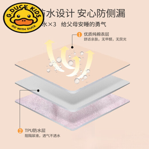 G.DUCKKIDS宝宝隔尿裙尿布裤子尿床神器婴儿童防漏防水大号可洗戒尿垫布尿兜 米色小鸟隔尿裤 1条装 M(0-3岁 0-30斤)