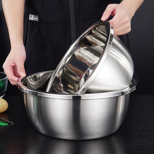 Sailotou Extra Thick 316 Stainless Steel Basin Household Egg-beating and Noodle Washing Basin Soup Basin Water Boiling Basin Foot Washing Basin 316 Five-piece Set 32 to 38 Solid Basin + 32 Leaky Basin