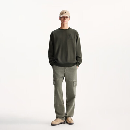 JACK&JONES Men's Sweater Fashionable Versatile Printed Velvet Round Neck Loose Casual Warm Long Sleeve Top 225333094