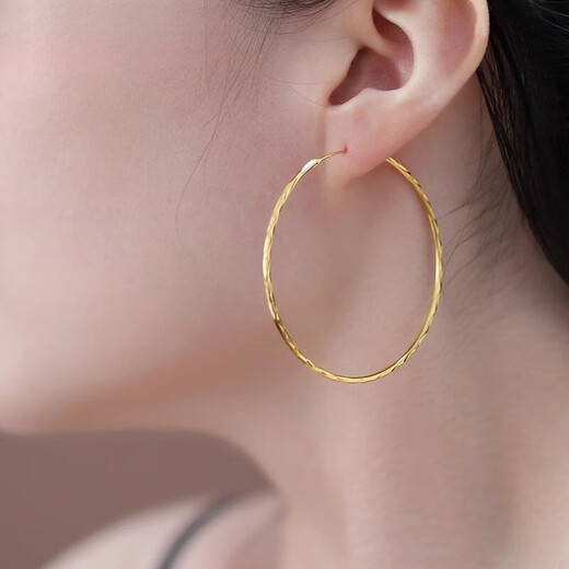 DL 1998 Fat Donglai same style 18K gold large hoop earrings 2025 new model main picture pattern gold color 5.0 cm
