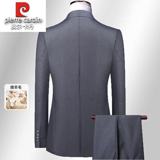 Pierre Cardin high-end wool suit suit for men 2025 spring and autumn business casual suit full set for men new professional formal suit for men Navy blue (suit + trousers) XL 180 size recommended 150 Jin Jin equals 0.5 kg within