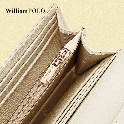 WILLIAMPOLO Wallet Women's Long 2025 New Genuine Leather Clutch Large Capacity Multi-Card Slot Card Bag Chinese Valentine's Day Gift White Gift Box Packaging