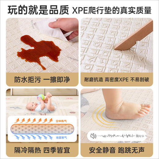 Bei Chuzhong baby crawling mat, folding double-sided xpe home living room, bedroom floor covering, children's anti-fall mat, Moriyou height measurement 180*200*2CM, upgraded and thickened, odorless, non-toxic, formaldehyde-free, infant early education center mat