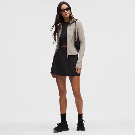 Lululemon 丨 Определите женскую куртку с коротким капюшоном *nulu Wicking lw3ivys теплый коричневый серый S /6