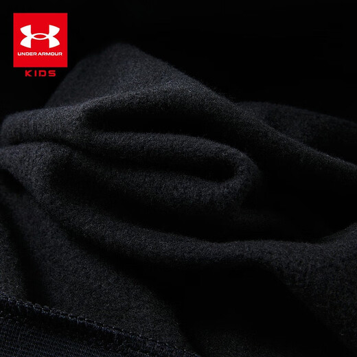 Under Armor children's clothing autumn and winter hooded children's sweatshirt warm casual sports versatile printed sweatshirt black 150