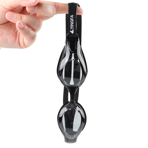 YINGFA myopia swimming goggles for men and women, waterproof, anti-fog, high-definition, large-frame, professional swimming goggles, children's prescription swimming goggles, black, left and right 400 degrees