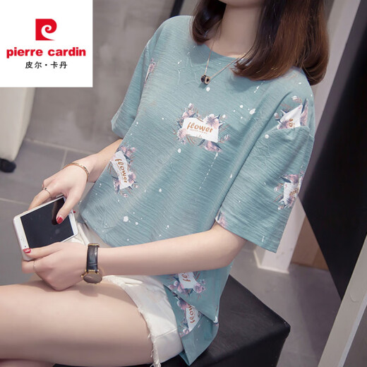 皮尔卡丹2025夏装加大码含棉短袖T恤女胖mm遮肚子宽松显瘦休闲百搭上衣女 6628黄色 4XL 【185-210斤左】
