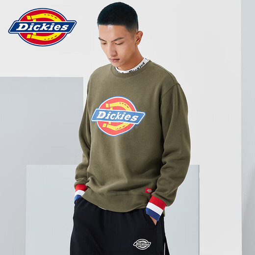 Dickies圆领卫衣logo印花罗纹袖口男士秋新品棉上衣加绒情侣9587 白色9713 男女同款 XS