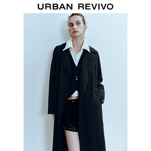 UR HOT 2025 new autumn women's simple temperament belt coat UWM150032