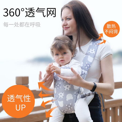 
COOKSS baby strap newborn baby holding artifact baby horizontally hugging style 1-3 years old simple multifunctional and lightweight cute bear gray breathable style