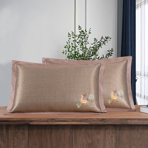 Der gleiche Stil Sommereiseisenkissen für die gesamte Baumwoll-Ära, doppelseitige kühle Mattenkissen-Hülle für den Sommer Cool Piercing Core für Erwachsene, Ice Vine 679-Coffee-Kissen (ein Paar) kann gewaschen werden