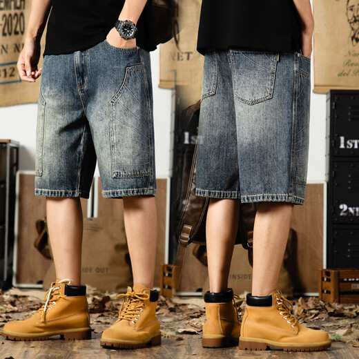 Yiling Yibeis neue amerikanische Casual Denim Shorts Herren Sommer Lose große vielseitige Fünf-Punkte-Hosen 9922 Hellblau 28 Geeignet für 90-105 Jin [Jin ist 0,5 kg]