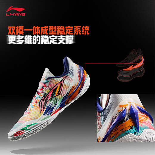 Li Ning Blade 5V2丨polycore boost system basketball shoes men's fashionable and comfortable basketball game sneakers standard white/yellow/rose pink-10 Introverted artist 41.5