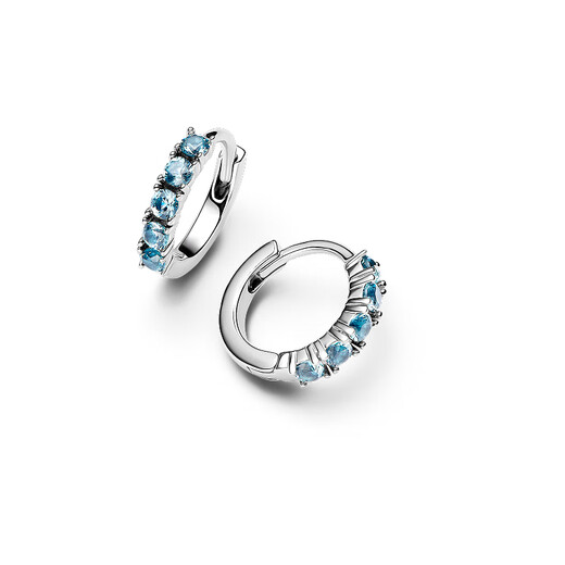 PANDORA Yellow Star Same Style Light Blue Round Earrings Bead Inlay Sparkling Earrings Fresh and Cute Gifts Birthday Gifts Light Blue Simple Earrings One Size