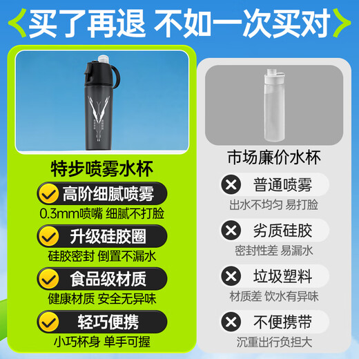 XTEP spray water cup for men and women riding children and students going to school special bicycle portable sports water bottle summer