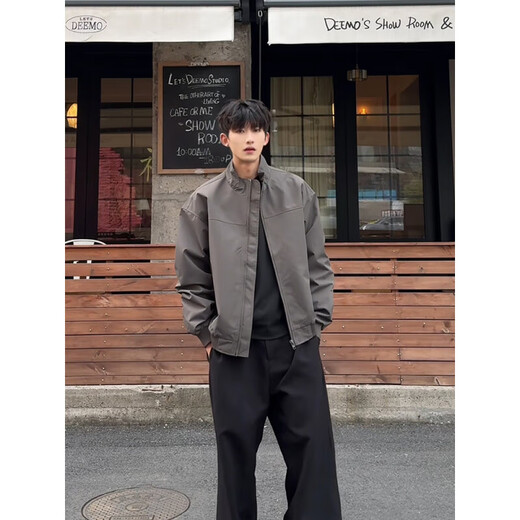 主意范（ZHUYIFAN）夹克男三防美式飞行春秋穿搭一整套立领棒球服外套短款工装冲锋衣 黑色夹克 XL 130-150斤