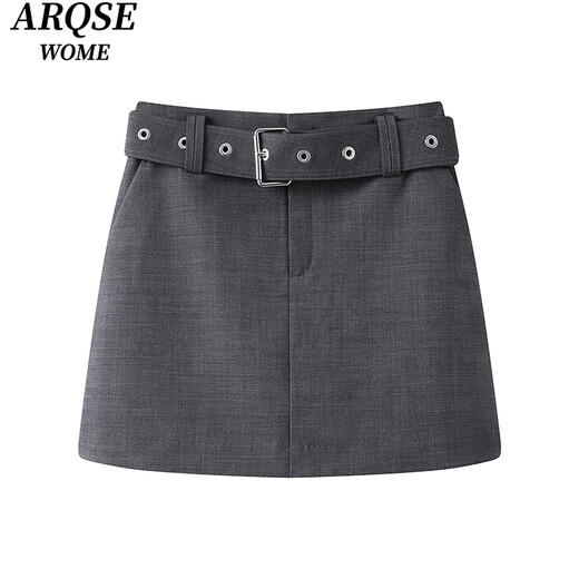 Viainosqinenosshiman tienda insignia oficial 2025 Spring Nuevo producto Cinturón casual falda falda mujer 3523 humo gris humo gris s