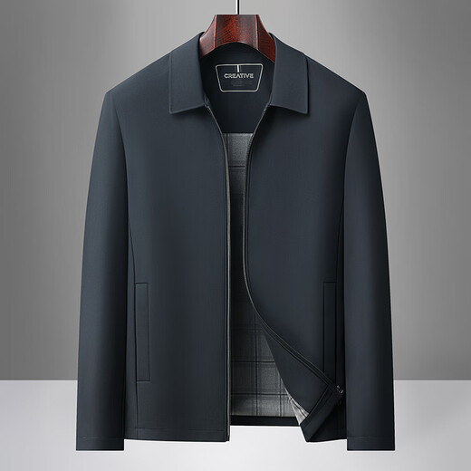 
ROMON Executive Jacket Men's Jacket Men's Autumn Casual Lapel Hall Style Middle-aged and Elderly Daddy Outfit 2539 Navy Blue XL