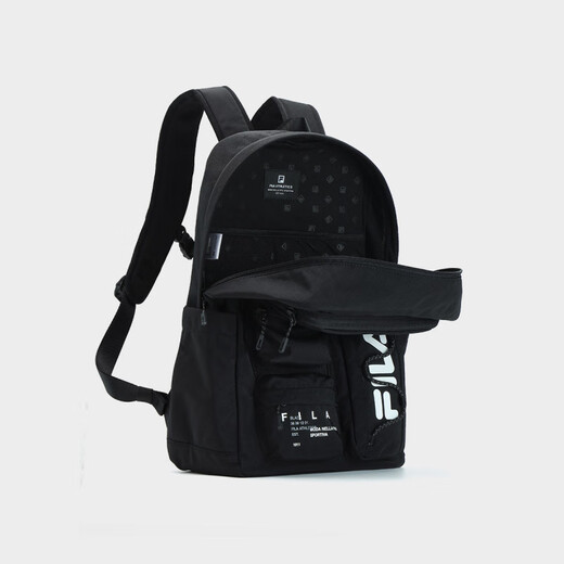 FILA（斐乐）女背包秋健身运动背包双肩包大容量书包AWA官方旗舰正品 深黑A13W331167ABK 32*13.5*4