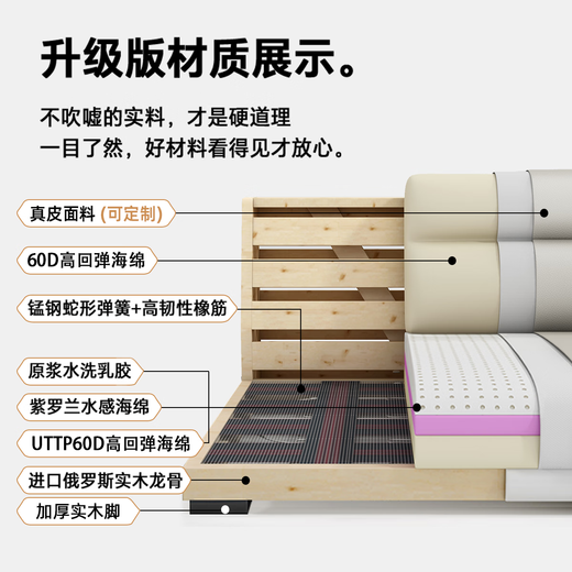 辰志意式真皮沙发小户型现代简约客厅沙发钢琴键直排真皮沙发3888# 3米 四人位+脚踏 【2.4mm（接触面真皮）】