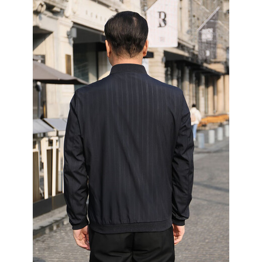 Hengyuanxiang dad jacket men's spring and autumn new middle-aged baseball neckline business casual thin middle-aged and elderly jacket men's clothing Navy blue M 17080-105Jin [Jin equals 0.5 kg]