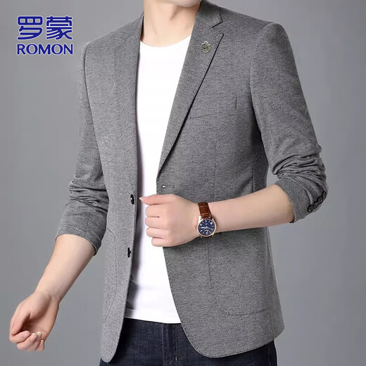 Romon (Romon) Costume Men's Business Slim Jacket Automne Automne Professional Wear Wedding Suit Gray L