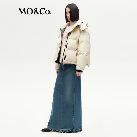MO&Co. Winter waterproof and stain-proof detachable top hooded duck down jacket