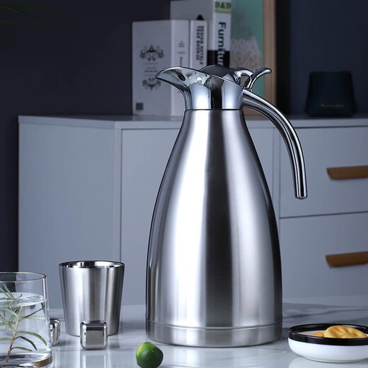 304 Edelstahl-Thermoskund-Vakuum-Thermosflasche Haushalt Thermosflasche große Kapazität Isolation Kessel Thermoskapsel 201 gewöhnliche Isolierung [4-6 Stunden] 2000ml Streamer Silber