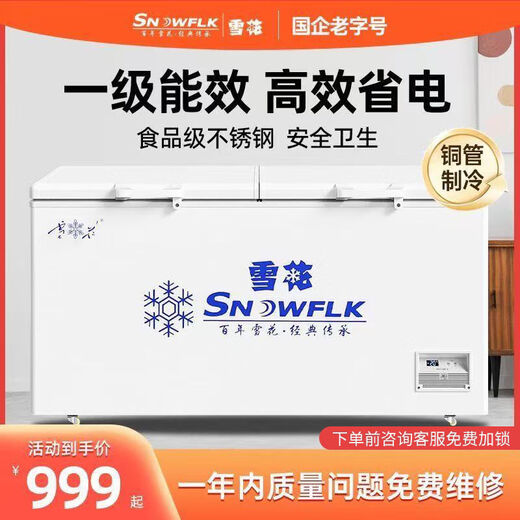 Schneeflocken-Gefrierschrank, Einzeltemperatur-Gefrierschrank, gewerblicher Haushaltskühlschrank mit großer Kapazität, Stufe 1, 1048-Digitalanzeige-Upgrade, Einzeltemperatur-Doppeltür-Gefrierschrank