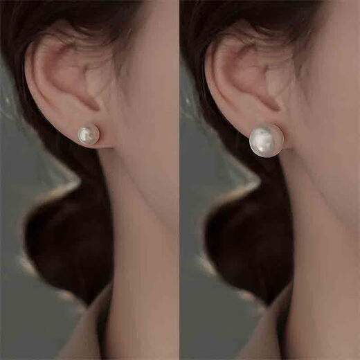 Qi Xiaomi Pearl Earrings for Women 999 Sterling Silver Ear Hole Artificial Pearl Earrings 2025 New Large Pearl Perfect Round Earrings Shijia Milky White Pearls 8mm Pair 999 Pure Silver