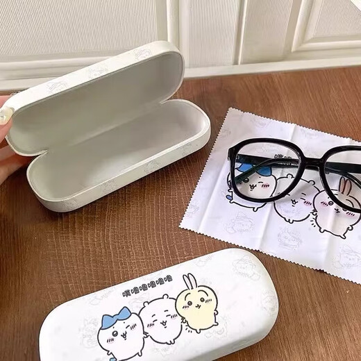 吉伊卡哇眼镜收纳盒眼镜盒可爱便携学生防压简约近视眼镜清新ins 卡通眼镜盒-吃曲奇款-1个装