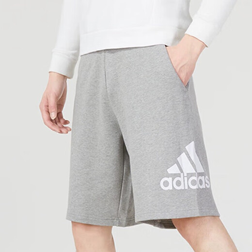 
Adidas knitted shorts men's summer gray sports pants basketball big logo pure cotton five-point pants beach pants IC9756 / cotton polyester S 120-135Jin [Jin equals 0.5 kg]