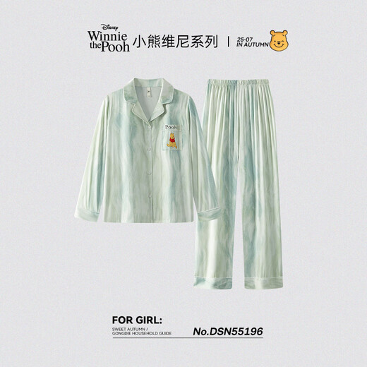 Gong Die Light and Soft Disney Puff Bear Couple Pajamas Women's Spring and Autumn Long Sleeve Ice and Snow Silk Men's Home Clothes