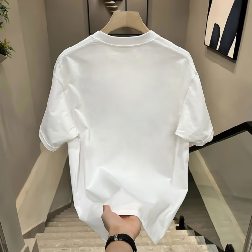 Kazuki Kuraishi Summer Nuevo algodón de algodón pesado Camiseta de manga corta para dibujos de diseño masculino impreso versátil cuello redondo de moda