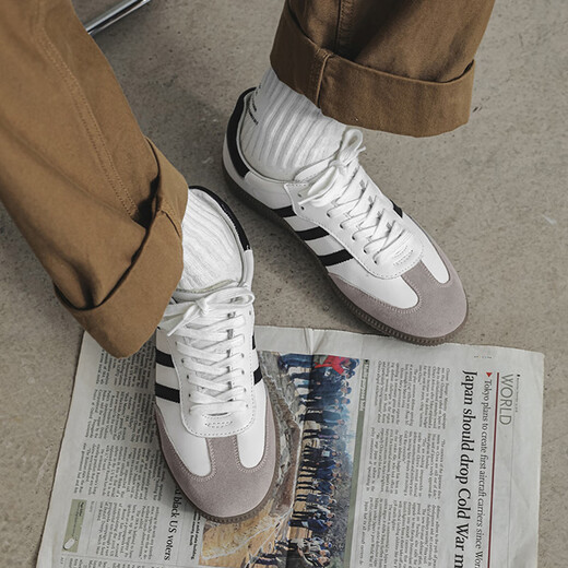 
Qingsi Fangde training shoes men's summer Sambad style Forrest Gump shoes genuine leather men's shoes training shoes sports shoes training White gray 9715 35