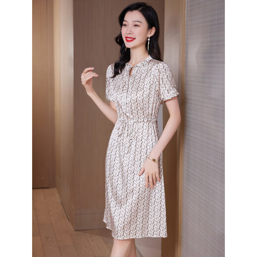 
SUSTYLE luxury high-end brand women's silk dress for women 2025 summer new style fashionable slim and fashionable mulberry silk skirt blue L