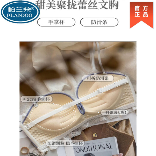 帕兰朵内衣女小胸聚拢显大无钢圈性感蕾丝胸罩收副乳防下垂文胸2025年冬 黑色单件 70/32A 均码