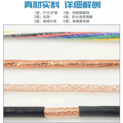 National standard RVVP shielded wire signal line 2 3 4 5 6 core 0.5 0.75 1 1.5 2.5 square control line copper core shielded wire 4*0.5 (100 meters)