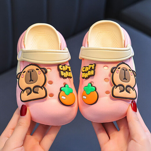 Kapibala Children's Cave Shoes Summer 2025 Nouveau super mignon Sandales de confort extérieur décontractées pour garçons et filles bleu marine 34 - 35 longueur intérieure 20,5 cm