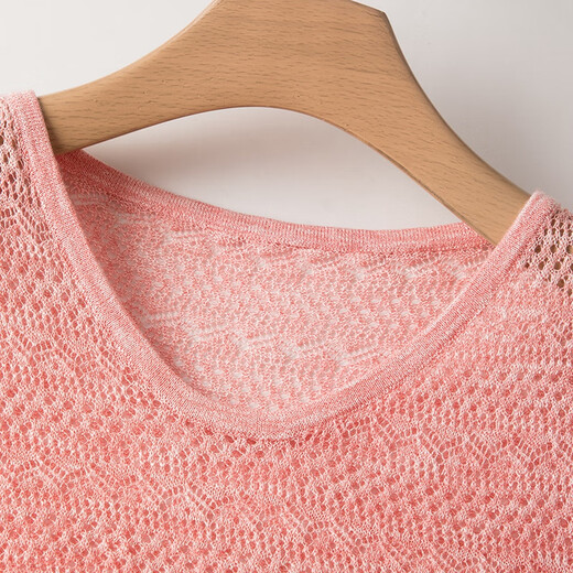 Spät weiß [exklusiv für Mitglieder] 2025 Sommer Thin Fashion Style hohlloch Top Casual Thin Pullover Pullover für Frauen Pink M.