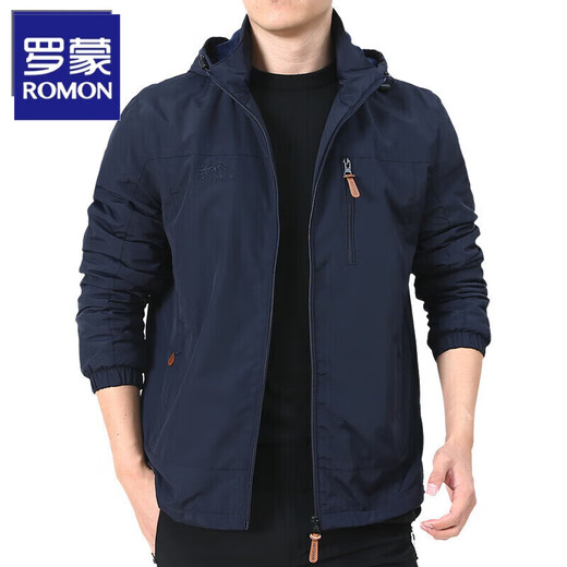 Veste d'hommes en plein air Romon printemps automne et hiver nouveau style moyen d'âge moyen et jeune veste de couleur solide veste à capuche