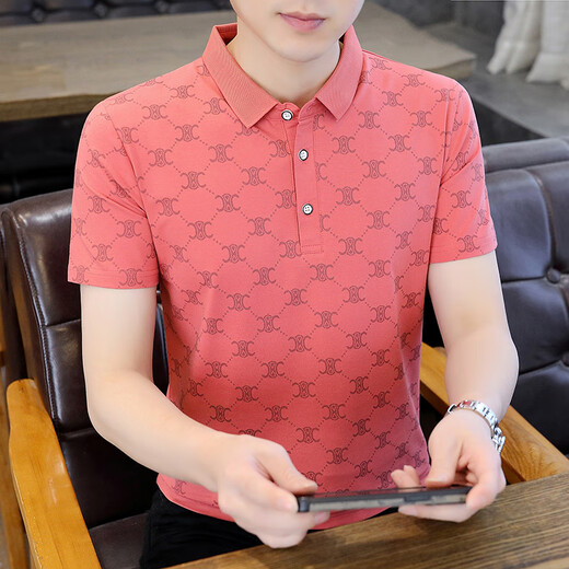 与狼共舞男士短袖t恤纯棉修身时尚体桖纯棉夏季潮流条纹Polo衫新款夏装 w7029白色 M  90-105斤