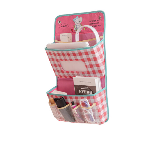 Storage hanging bag student dormitory bed storage bag upper and lower bunk door hanging wall hanging bed net bag gray three-layer free hook